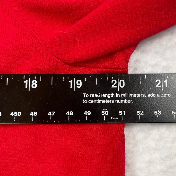 Talbots Sweater Women Large Red Fine Knit Black Stripe Pearl Button Trim Stretch - Picture 6 of 12